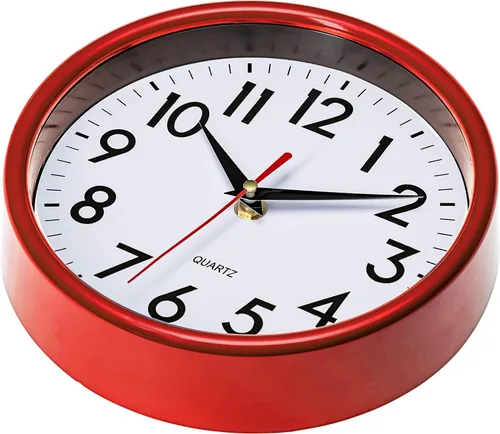 Miniatura 2 de Bernhard Products Reloj de pared rojo de 8 pulgadas, retro, silencioso, sin tictac, de cuarzo, funciona con pilas, para oficina, aula, dormitorio