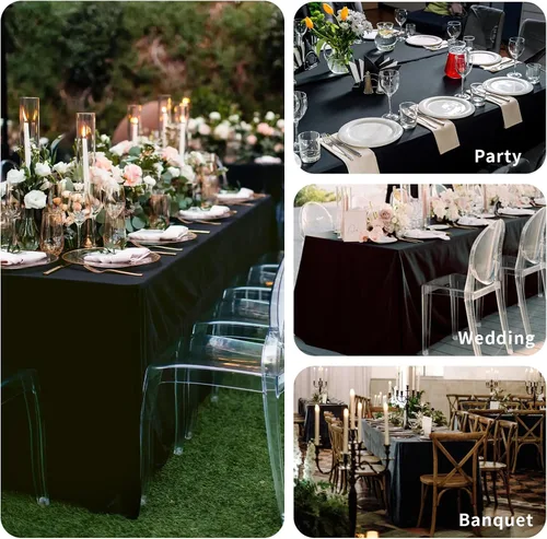 Miniatura 6 de Fixwal Fundas de mesa, paquete de 2 fundas ajustadas de 4 pies, protector de mesa negro para mesa plegable, mantel ajustado de 48 x 24 pulgadas