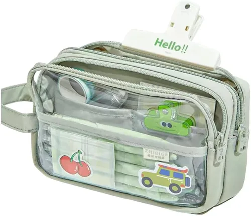 Miniatura 7 de Bolsillos claros Estuche para lápices Estuche cosmético Marcador de pluma Organizador de escritorio Suministros de oficina (blanco)