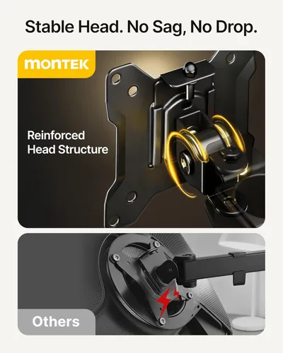 Miniatura 3 de monTEK Soporte Vertical Estable para Dos Monitores, Soporte de Escritorio Apilado para Dos Pantallas de 17-32 Pulgadas, Brazo de Movimiento Completo