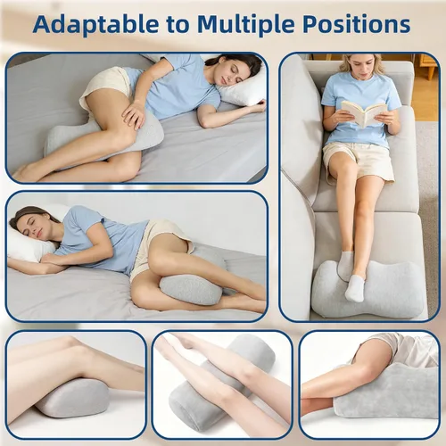 Miniatura 6 de Almohada de rodilla para dormir de espalda, cojín ergonómico de espuma viscoelástica, almohada de refuerzo para piernas, funda lavable, soporte