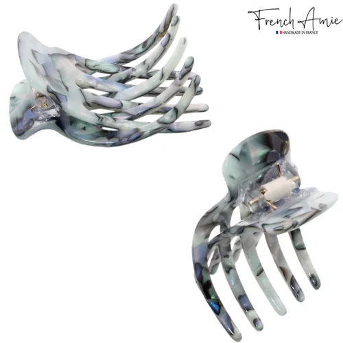 Miniatura 6 de French Amie Bear Paw Aqua Marble Pequeño 2 ¾" Celuloide hecho a mano para salón de belleza, diapositiva lateral, mandíbula de yoga