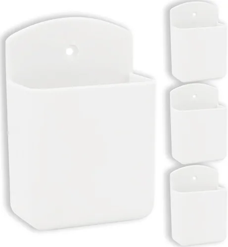 Miniatura 10 de Paquete de 2 cajas autoadhesivas para TV y aire acondicionado, soporte para control remoto, montaje en pared, caja organizadora