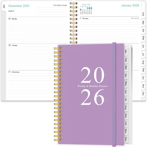 Miniatura 22 de Agenda de bolsillo/calendario 2026 - Agenda 2026 de enero de 2026 a diciembre de 2026, agenda 2026 con 12 pestañas, encuadernación de doble alambre