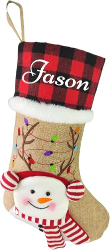 Miniatura 10 de Calcetines de Navidad personalizados para perros, patas de perro con nombre, sherpa sintético blanco con puño a cuadros rojos y detalles de hueso
