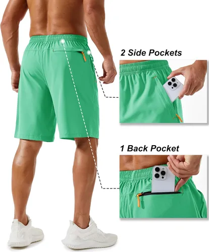 Miniatura 142 de TACVASEN Pantalones cortos deportivos para correr para hombre, 9 pulgadas, de secado rápido, pantalones cortos ligeros de verano, 3 bolsillos