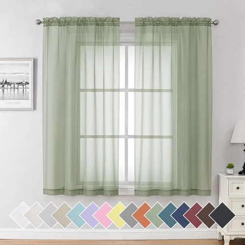 Miniatura 175 de Aiyufeng 2 paneles de cenefa transparente negra de 14 pulgadas de largo, cortinas cortas negras transparentes para dormitorio, cortinas de cocina