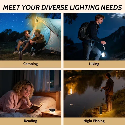 Miniatura 5 de Linterna de camping con botella de agua, luces LED modulares con 5 modos, lámpara recargable para tienda de campaña, senderismo, mochilero de Negro