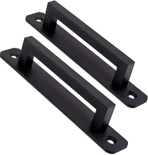 Miniatura 21 de Paquete de 2 manijas planas autoadhesivas de 5 pulgadas de 5.039 in, color negro mate, con placa base, tiradores de gabinete de aluminio