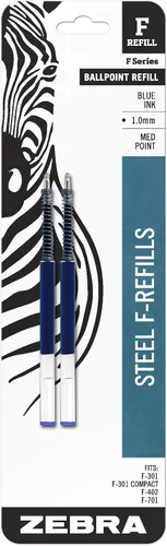 Miniatura 5 de Zebra Pen Recambios de tinta de acero, punta media de 0.039 pulgadas, tinta negra, compatible con bolígrafos Zebra F-301, F-402 y F-701, rendimiento