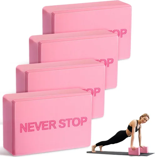 RoundFunny Paquete de 4 bloques de yoga antideslizantes para pilates, bloques de espuma de ladrillo para pilates, danza, gimnasia, entrenamiento,