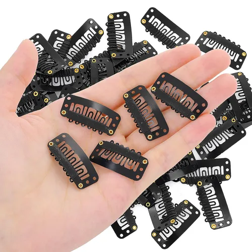 Miniatura 7 de Yolev 50 pinzas para pelucas, pinzas de extensión de cabello, 6 dientes en forma de U, clips de extensión de cabello de silicona metálica para mujer