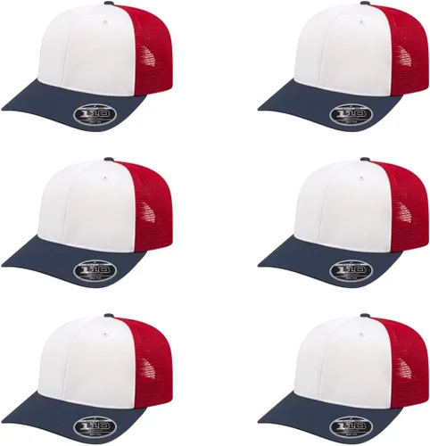 Miniatura 111 de Cap America i8502 Flexfit 110 Premium - Gorra de camionero de perfil medio con 6 paneles de malla trasera con protección UV y cierre ajustable Azul
