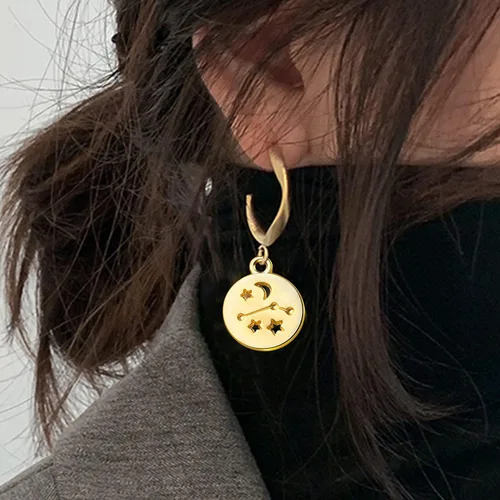 Miniatura 5 de Dijes redondos del signo del zodiaco, con doce constelaciones, dijes de aleación del zodiaco, dijes de doble cara para joyería, aretes, pulseras