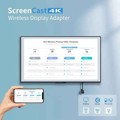 Miniatura 2 de HRpart Adaptador de pantalla inalámbrico 4K, adaptador de TV para la aplicación YouTube, para i-Phone, i-Pad, Android, tableta, laptop, Windows a
