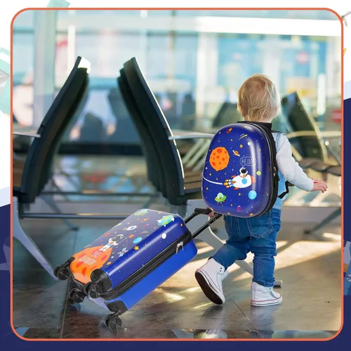 Miniatura 6 de Weewooday Maleta y mochila para niños de 18 pulgadas con rueda giratoria, estuche rígido de viaje de 13 pulgadas, mochila para niña, juego