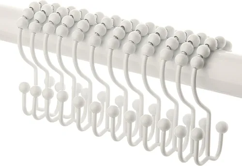 Miniatura 10 de 2 lbDepot - Ganchos de anillos para cortina de ducha – Acero inoxidable 18/8 de alta calidad – Ganchos dobles con rodillos de fácil deslizamiento