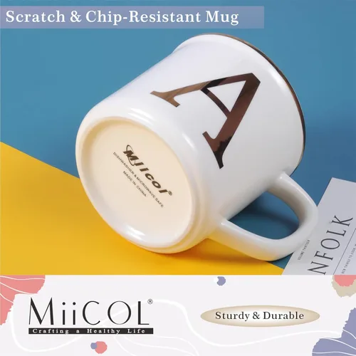 Miniatura 5 de Taza de Café de Cerámica Miicol 16 oz, Taza de Café Monograma, Taza de Té con Inicial Dorada, Taza de Té Personalizada, Regalo Único, Taza Grande