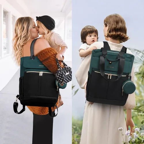 Miniatura 6 de LOVEVOOK Mochila para Pañales, Bolsa Tote para Pañales con Bolsillos Aislados, Bolsa de Bebé para Niñas y Niños con Cambiador, Bolsa Grande