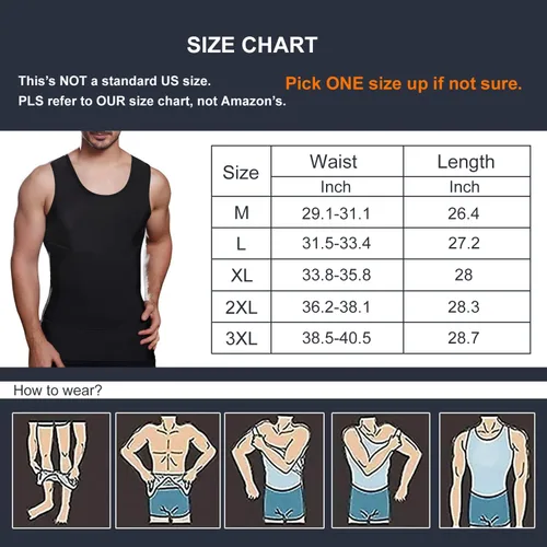 Miniatura 7 de Lgtfy Chaleco moldeador de cuerpo adelgazante para hombre, camiseta sin mangas de compresión para el abdomen del pecho, camisetas interiores