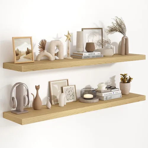 Miniatura 35 de Fun Memories Estantes flotantes de 48 pulgadas, estantes de pared de 9.3 pulgadas de profundidad para baño, sala de estar, dormitorio, cocina