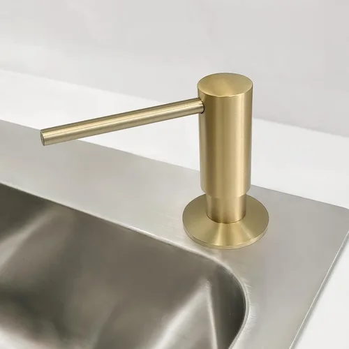 Miniatura 2 de EADOT Dispensador de jabón incorporado con cabezal de bomba de latón para fregadero de cocina en oro cepillado con recarga de botella de jabón de 17