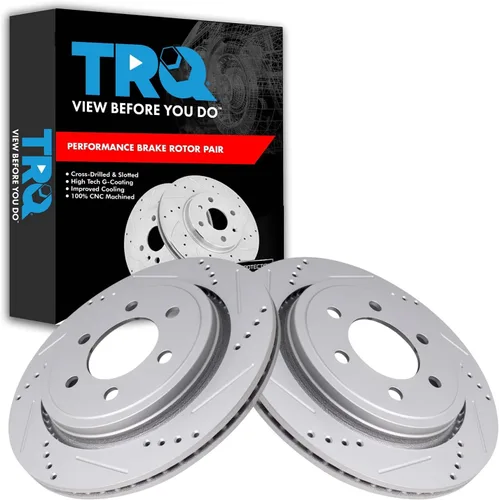 Miniatura 355 de TRQ Juego de rotores de freno de rendimiento trasero con revestimiento G premium compatible con Mazda 6 2014-2021