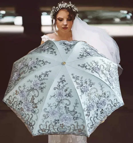 Miniatura 53 de WENDIN Sombrilla de encaje plegable vintage Paraguas gótico lluvia Anti-UV protección de encaje parasol cúpula Foto Props niñas sombrilla paraguas
