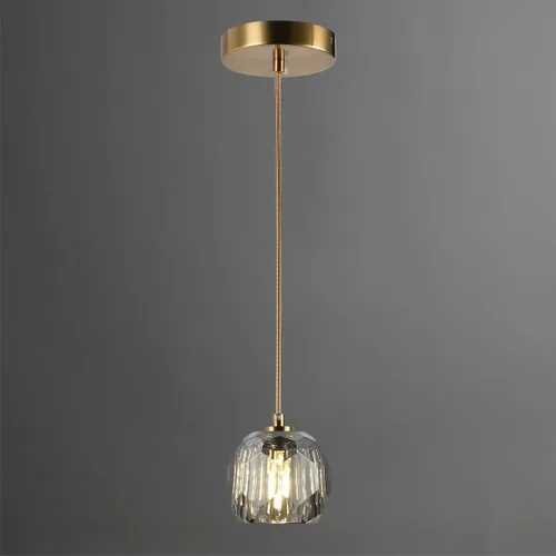 Miniatura 20 de Lámpara colgante de latón, lámpara colgante de cristal en forma de cubo para isla de cocina, moderna pequeña lámpara colgante de techo regulable