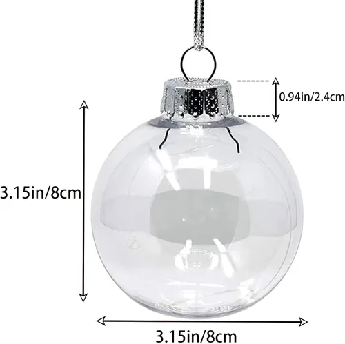 Miniatura 2 de 10 unidades de 80 mm Bolas colgantes transparentes con parte superior extraíble, bolas colgantes rellenables de plástico transparente, adornos