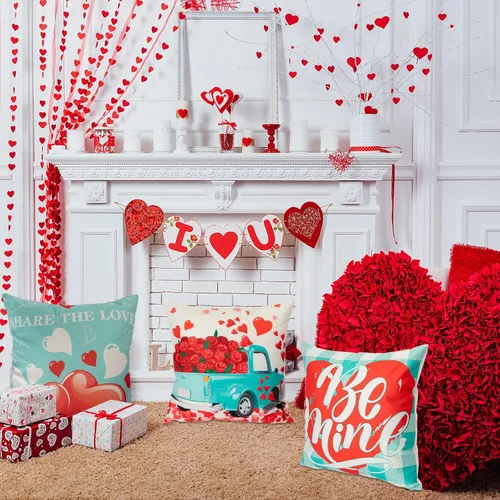Miniatura 7 de Tatuo 8 fundas de almohada de San Valentín, fundas de almohada de corazón de 18 x 18 pulgadas, fundas de cojín decorativas, regalo de San Valentín