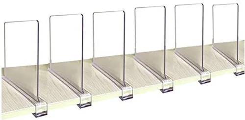 CY craft Divisor de estantes de acrílico, separadores de estantes de madera, separadores de estantes de armario transparentes, organizador de ropa,
