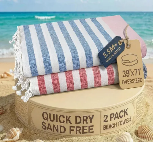 Miniatura 84 de LANE LINEN - Paquete de 4 toallas de playa de gran tamaño, toalla de piscina prelavada, extragrande, de secado rápido y sin arena, toalla de viaje
