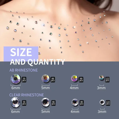 Miniatura 6 de Teenitor Gemas para Rostro Maquillaje Diamantes de Imitación Pegatinas Autoadhesivas, 650 Piezas Joyas para Ojos de Maquillaje para Festivales