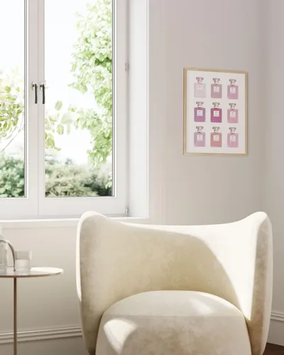 Miniatura 5 de HAUS AND HUES Arte de pared glamuroso Eau De Parfum Blush Rosa Decoración de Pared Arte de Pared de Moda para Mujer Vanity Room Pósters Rosa