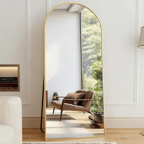 Miniatura 15 de Espejo de Cuerpo Completo, 71"x26" Espejo Arqueado de Cuerpo Completo, Espejo de Arco con Soporte, Espejos de Pie Grandes, Espejos de Cuerpo Dorado