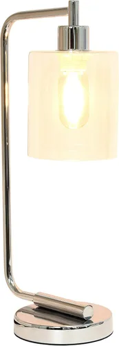 Miniatura 3 de Simple Designs LD1036-CHR Bronson Lámpara de Mesa de Linterna de Hierro Industrial Estilo Antiguo para Escritorio y Mesita de Noche con Pantalla