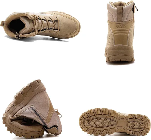Miniatura 2 de Botas tácticas de senderismo para hombre, botas de combate ligeras, con cremallera lateral, botas militares duraderas para exteriores