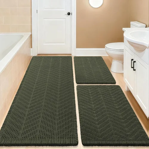 Miniatura 107 de Tapete de baño con diseño de gofre, moderno, bohemio, absorbente, antideslizante, ultrasuave, lavable a máquina, con letra de baño, dormitorio