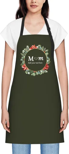 Miniatura 86 de Delantales personalizados para mujer, diseño de delantal de chef ajustable con nombre, textos, fotos, flores, regalos para el día de la madre