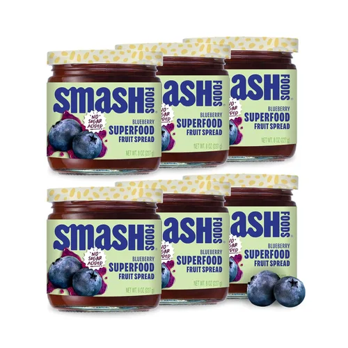 Miniatura 14 de Smash Foods Mermelada de Cereza y Granada Mermelada Keto Baja en Calorías, Sin Azúcar Añadida con Fruta Reutilizada y Semillas de Chía Untable