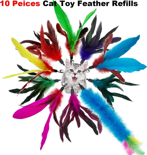 Miniatura 3 de CATENESS Recambios de juguetes de plumas para gatos, 10 piezas de repuesto para gatos