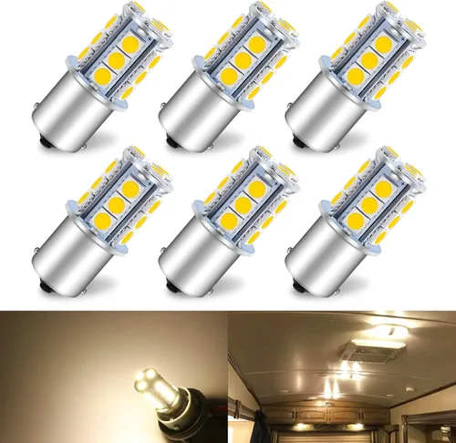 Miniatura 13 de Bombilla LED 1156 1141 de 10V-30V CA/CC súper brillante blanco cálido 1073 7506 BA15S bombillas de repuesto para RV caravana cámper remolque