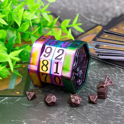 Miniatura 3 de MTG Life Counter Wheel - Contador de vida de metal MTG, juego de dados pequeños, embalaje de caja de regalo para tarjetas, juegos de mesa Colorido