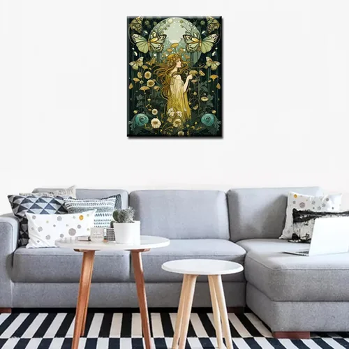 Miniatura 3 de Tucocoo Nature Girl - Kit de pintura por números con pinceles y pigmento acrílico sobre lienzo para adultos, diseño de mariposas y flores
