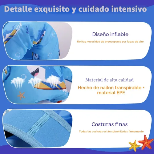 Miniatura 5 de MoKo Chaleco de natación para niños pequeños de 13-30/20-50/22-66 libras, flotadores de brazo de natación de dibujos animados, alas de agua, Surfing