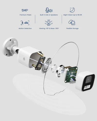 Miniatura 7 de Cámara de seguridad complementaria PoE de 5 MP, cámara CCTV con cable para interiores y exteriores con detección de humanos/vehículos, visión