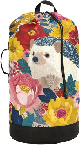 Miniatura 48 de Mochila de lavandería con hojas de estilo bohemio beige con correas ajustables para el hombro, bolsa de lavandería sucia para viajes, campamento