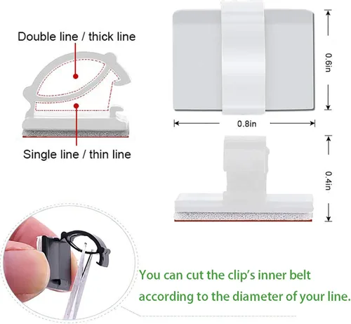 Miniatura 3 de Clips de Cable Autoadhesivos 3M Organizador de Cables, Soporte de Alambre Abrazadera de Gestión Adhesiva para Escritorio Coche Cámara de Tablero