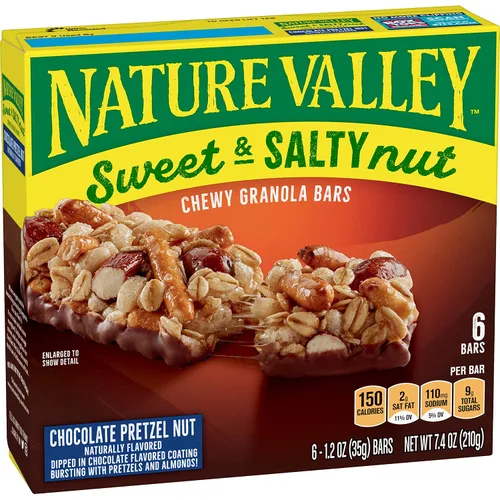 Miniatura 24 de Nature Valley Barras de granola de nueces dulces y saladas, chocolate oscuro cacahuate almendra, 6 barras, 7.2 oz